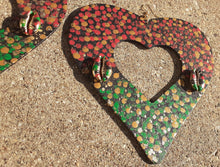 Load image into Gallery viewer, Giant Abstract Handpainted RBG Wooden Heart Earrings Kargo Fresh