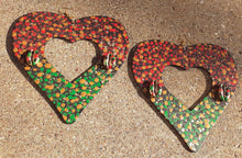 Load image into Gallery viewer, Giant Abstract Handpainted RBG Wooden Heart Earrings Kargo Fresh