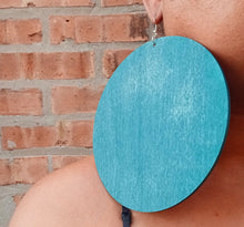 Load image into Gallery viewer, Giant handpainted wooden disc earrings Kargo Fresh