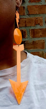 Load image into Gallery viewer, Giant neon arrow pop art acrylic earrings Kargo Fresh