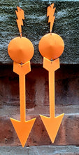 Load image into Gallery viewer, Giant neon arrow pop art acrylic earrings Kargo Fresh