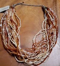 Load image into Gallery viewer, Glass Bead Multi Strand Layering Necklace and custom clip on earrings set Kargo Fresh