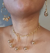 Load image into Gallery viewer, Gold metal chain and ball necklace set with clip on earrings Kargo Fresh
