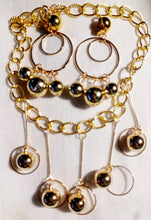 Load image into Gallery viewer, Gold metal chain and ball necklace set with clip on earrings Kargo Fresh