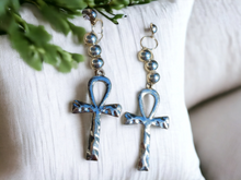Load image into Gallery viewer, Hammered Metal Handmade Ankh Earrings Kargo Fresh