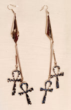 Load image into Gallery viewer, Hammered Metal Handmade Ankh Earrings Kargo Fresh