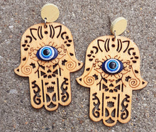 Load image into Gallery viewer, Hamsa Wooden Earrings Kargo Fresh