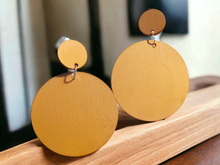 Load image into Gallery viewer, Hand dyed with Black Tea Natural wooden disc earrings Kargo Fresh