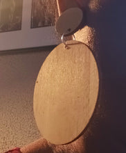 Load image into Gallery viewer, Hand dyed with Black Tea Natural wooden disc earrings Kargo Fresh