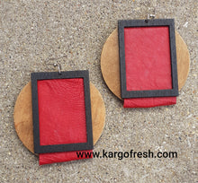 Load image into Gallery viewer, Handmade Abstract Wood and Leather Earrings Kargo Fresh
