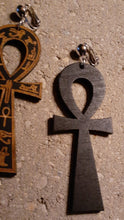 Load image into Gallery viewer, Handmade Carved Hieroglyph Ankh Clip On Earrings Kargo Fresh