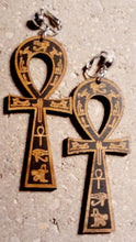 Load image into Gallery viewer, Handmade Carved Hieroglyph Ankh Clip On Earrings Kargo Fresh