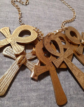 Load image into Gallery viewer, Handmade Chunky Ankh Cluster Necklace Kargo Fresh