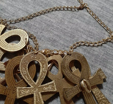 Load image into Gallery viewer, Handmade Chunky Ankh Cluster Necklace Kargo Fresh
