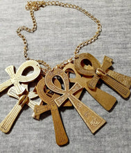 Load image into Gallery viewer, Handmade Chunky Ankh Cluster Necklace Kargo Fresh