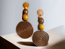 Load image into Gallery viewer, Handmade Chunky bobo wood clip on earrings Kargo Fresh