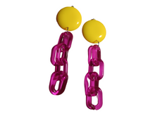Load image into Gallery viewer, Handmade Chunky pop art chain clip on earrings Kargo Fresh