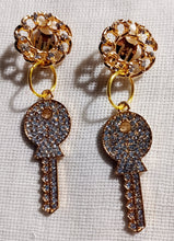 Load image into Gallery viewer, Handmade Clip On small rhinestone Key Earrings Kargo Fresh