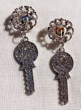 Load image into Gallery viewer, Handmade Clip On small rhinestone Key Earrings Kargo Fresh