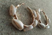Load image into Gallery viewer, Handmade Cowrie Shell Hoop Earrings Kargo Fresh