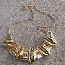 Load image into Gallery viewer, Handmade Golden Cowrie Shell and Metal Queens Collar an Kargo Fresh