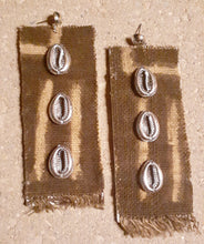 Load image into Gallery viewer, Handmade Mudcloth Cowrie Shell and Wood Earrings Kargo Fresh