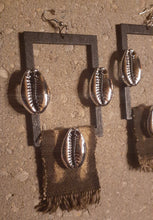 Load image into Gallery viewer, Handmade Mudcloth Cowrie Shell and Wood Earrings Kargo Fresh