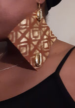 Load image into Gallery viewer, Handmade Mudcloth Print Genuine Leather Earrings Kargo Fresh