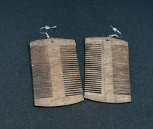 Load image into Gallery viewer, Handmade Natural Wood Afro Pick Earrings Kargo Fresh