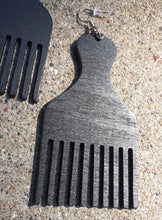 Load image into Gallery viewer, Handmade Natural Wood Afro Pick Earrings Kargo Fresh