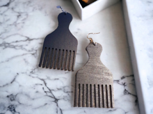 Load image into Gallery viewer, Handmade Natural Wood Afro Pick Earrings Kargo Fresh