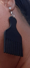 Load image into Gallery viewer, Handmade Natural Wood Afro Pick Earrings Kargo Fresh