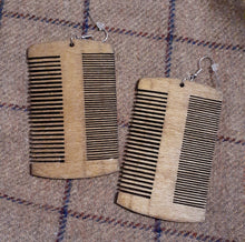 Load image into Gallery viewer, Handmade Natural Wood Afro Pick Earrings Kargo Fresh