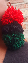 Load image into Gallery viewer, Handmade Red Black and Green Pom Pom Earrings Kargo Fresh