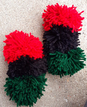 Load image into Gallery viewer, Handmade Red Black and Green Pom Pom Earrings Kargo Fresh