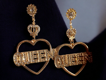 Load image into Gallery viewer, Handmade Rhinestone Queen statement earrings Kargo Fresh