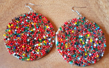 Load image into Gallery viewer, Handmade Seed Bead Wooden Disc Earrings Kargo Fresh