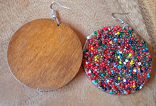 Load image into Gallery viewer, Handmade Seed Bead Wooden Disc Earrings Kargo Fresh