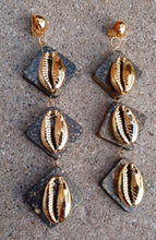 Load image into Gallery viewer, Handmade Wood and Cowrie Shell Clip On Earrings Kargo Fresh