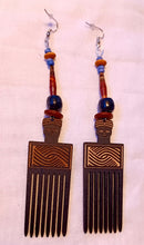Load image into Gallery viewer, Handmade Wooden Afro Comb Earrings Kargo Fresh