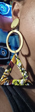 Load image into Gallery viewer, Handmade ankara clip on triangle hoops Kargo Fresh