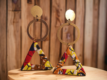 Load image into Gallery viewer, Handmade ankara clip on triangle hoops Kargo Fresh