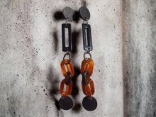 Load image into Gallery viewer, Handmade avant garde clip on acrylic and wood earrings Kargo Fresh