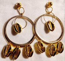 Load image into Gallery viewer, Handmade clip on cowrie hoop earrings Kargo Fresh