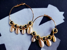 Load image into Gallery viewer, Handmade cowrie shell hoops Kargo Fresh