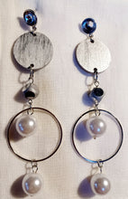 Load image into Gallery viewer, Handmade faux pearl and wood dangle earrings Kargo Fresh