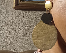 Load image into Gallery viewer, Handmade geometric handpainted wood clip on earrings Kargo Fresh