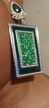 Load image into Gallery viewer, Handmade glitter and metal rhinestone clip on earrings Kargo Fresh