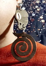 Load image into Gallery viewer, Handmade large wood afrocentric clip on earrings Kargo Fresh