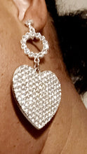 Load image into Gallery viewer, Handmade rhinestone heart clip on earrings Kargo Fresh